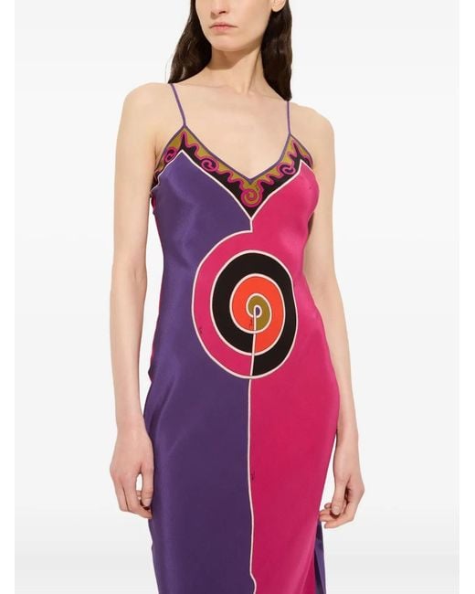 Emilio Pucci Purple Printed Silk Crepe De Chine Maxi Dress
