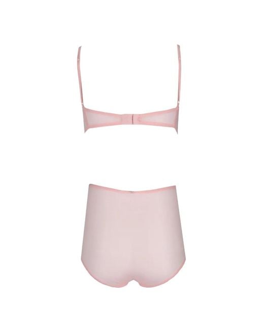 Laura Urbinati Pink Lace-Panelled Bow-Detail Briefs