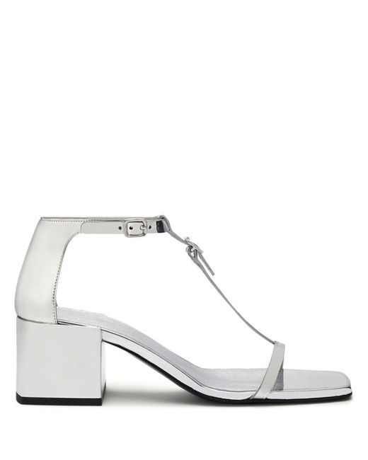Courreges White Double Buckle Leather Sandals