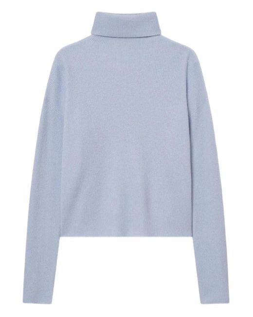 Mark Kenly Domino Tan Blue Gerippter Krystal Rollkragenpullover aus Kaschmir