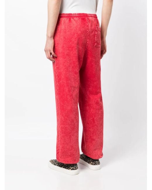 FOO AND FOO Red Zip-Detail Cotton Straight-Leg Trousers for men