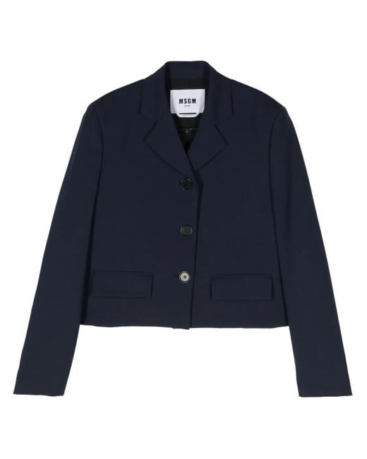 MSGM Blue Short Jacket With Button Closure
