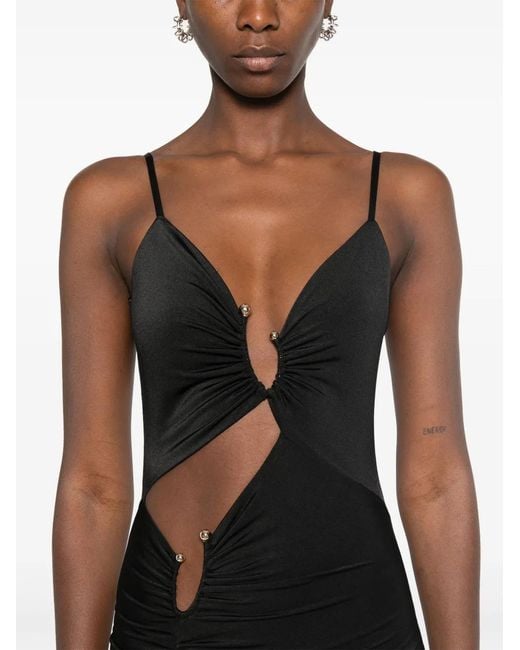 Nissa Black Cut-Out Midi Dress