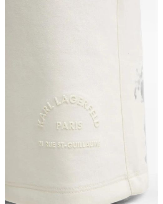 Karl Lagerfeld Natural Logo-Embossed Drawstring Shorts for men