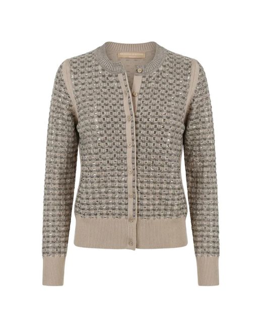 Ermanno Scervino Gray Sequin-Embellished Long-Sleeve Cardigan