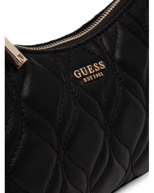 Guess Black Maxine Quilted Braided-Handle Tote Bag