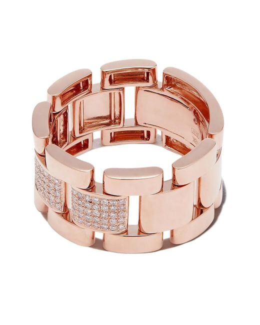 SHAY Pink 18K Rose Partial Pave Journey Link Ring for men