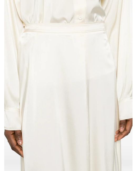 Forte_forte White Satin-Finish Elasticated-Waist Midi Skirt