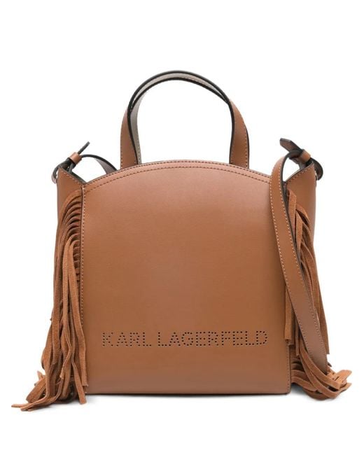 Karl Lagerfeld Brown Fringe-Detail Tote Bag
