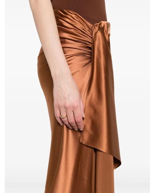 Christopher Esber Brown Cusco Silk Midi Skirt