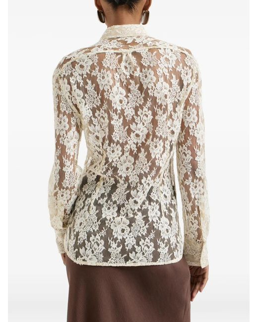 Brunello Cucinelli White Flower Jacquard Lace Shirt