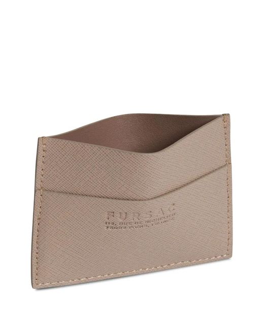 Fursac Brown Logo-Embossed Card Holder for men
