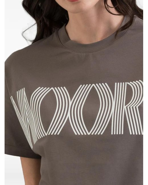 Moorer Gray Olisa Embossed Logo-Print T-Shirt