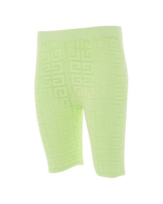 Givenchy Green 4G-Pattern Ribbed Shorts
