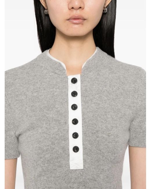 Self-Portrait Gray Ribbed Knit Top