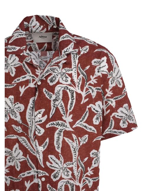 Altea Red Bart Floral-Print Short-Sleeve Shirt for men
