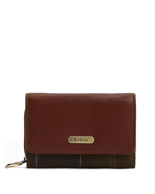 Barbour Brown Rosa Leather Tartan Zip Wallet for men