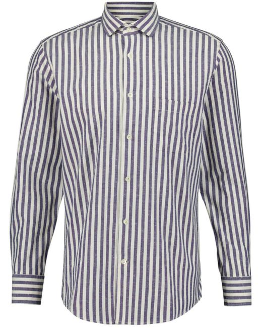Frescobol Carioca White Striped Cotton Shirt for men