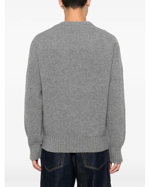 Diana Studio Gray Ribbed-Knit Sweater for men