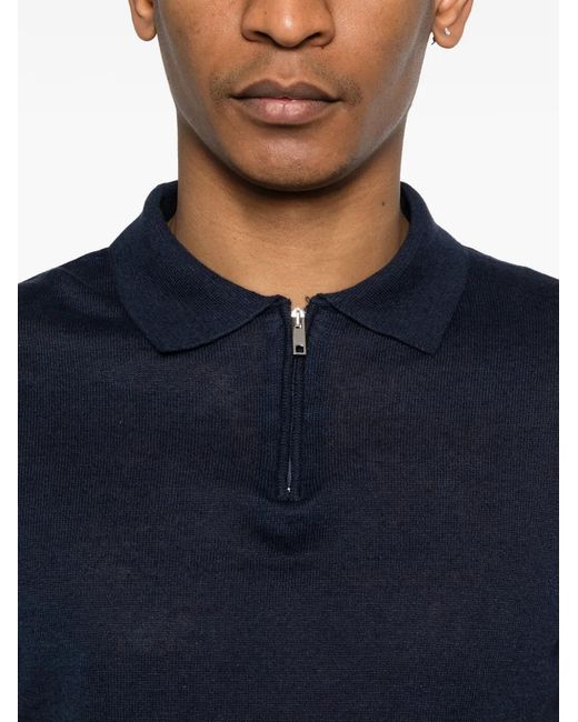 Daniele Fiesoli Blue Zip Polo Shirt for men