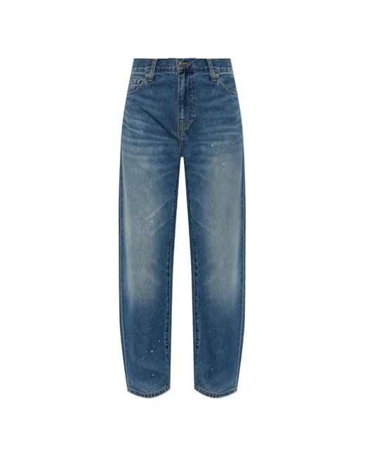 Carhartt Blue Arin Paint-Splatter Straight-Leg Jeans
