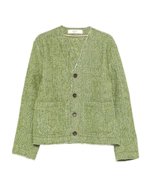 Séfr Green Buttoned Patch-Pocket Cardigan for men