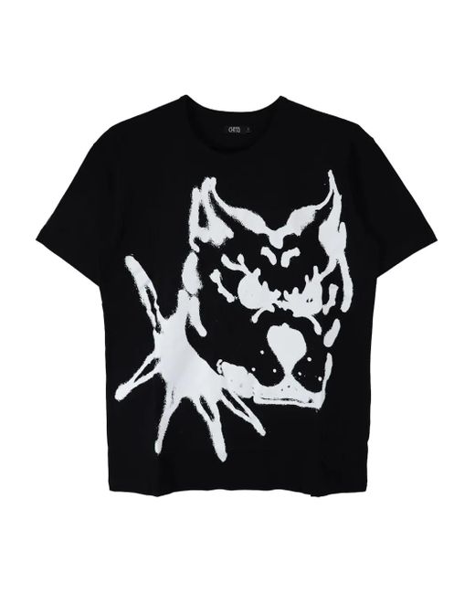Chio Black Cici Dog-Print Cotton T-Shirt for men