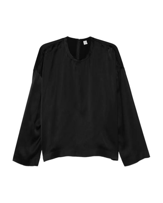 Totême Black "Boxy Satin" Top