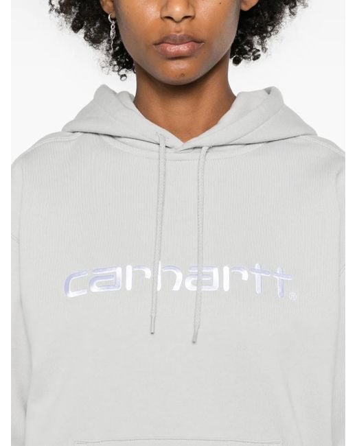 Carhartt White W' Hooded Logo-Embroidered Hoodie