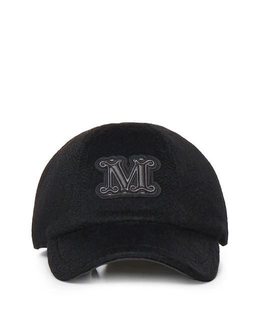 Max Mara Black Baseballkappe Mit Logo-Patch