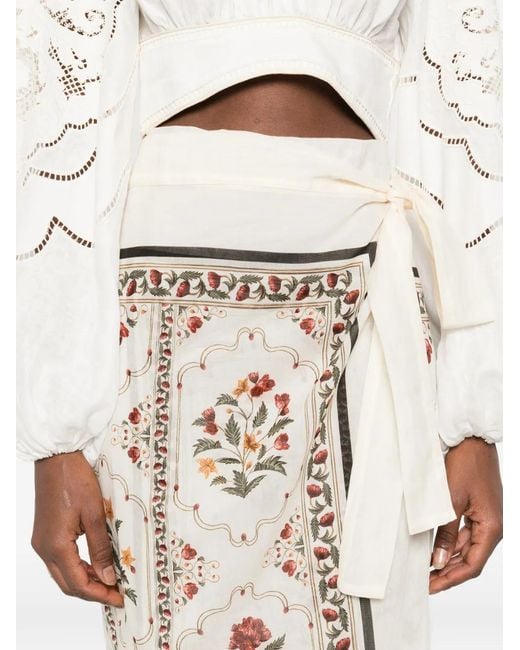 Agua Bendita White Lavanda Andes Floral-Print Pareo