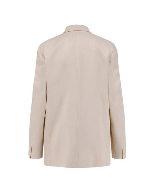 Semicouture Natural Two-Button Flap Pocket Blazer