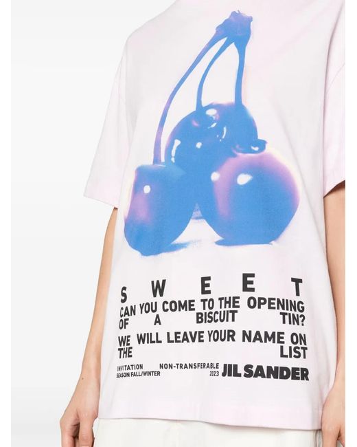 Jil Sander Blue Graphic-Print Cotton T-Shirt
