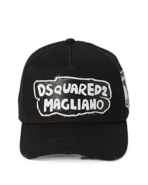 DSquared² Black X Magliano Voice Yourself Logo-Patch Baseball Cap for men