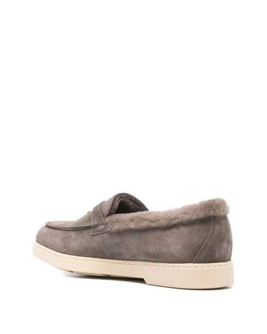 Doucal's Gray Leather Loafers