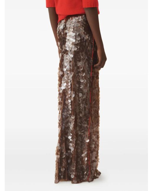 Fabiana Filippi Brown Sequin-Embellished Maxi Skirt