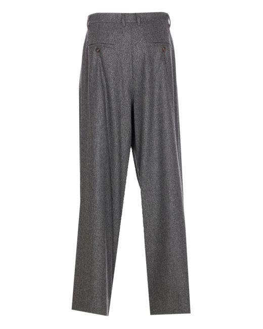 Max Mara Gray Pleated-Front Wool Tailored Trousers