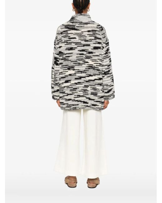 Marc O' Polo Gray Stripe-Pattern Sweater