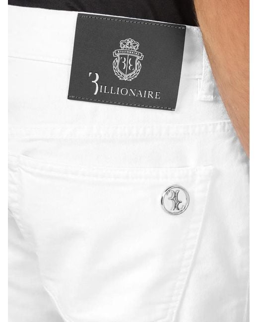 Billionaire White Jean Slim À Motif Monogrammé Clouté for men