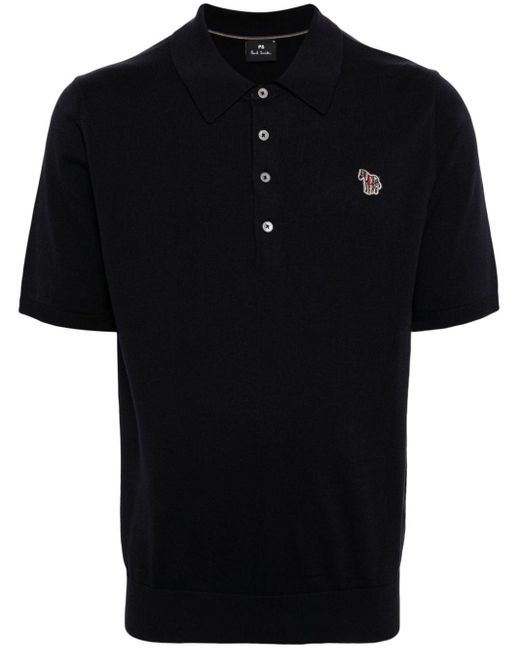 PS by Paul Smith Black Zebra-appliquéd Cotton Polo Shirt for men