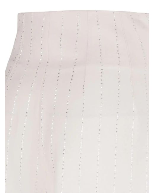Nissa White Striped High-Waisted Trousers