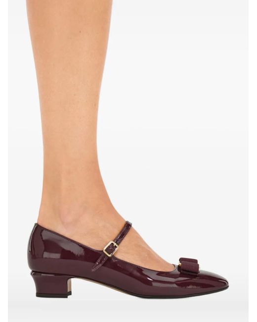 Ferragamo Brown 30Mm Vara-Bow Mary Jane Pumps