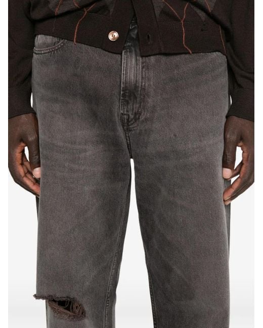 Our Legacy Gray Third Cut Ripped-Detail Jeans for men