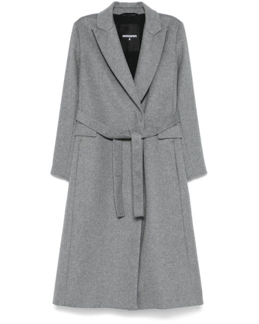 Patrizia Pepe Melange Double Breasted Wool Coat in Grey Lyst UK