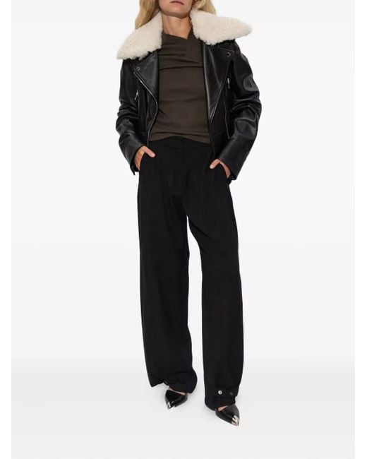 IRO Black Pleated Button-Fastening Trousers