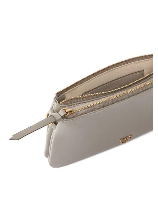 Pinko Gray Double-Zip Chain Mini Bag