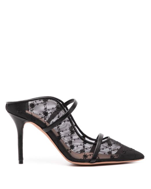 Malone Souliers Black Maureen 85mm Floral-embroidered Pumps