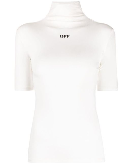 Off-White c/o Virgil Abloh White T-Shirt mit Stehkragen