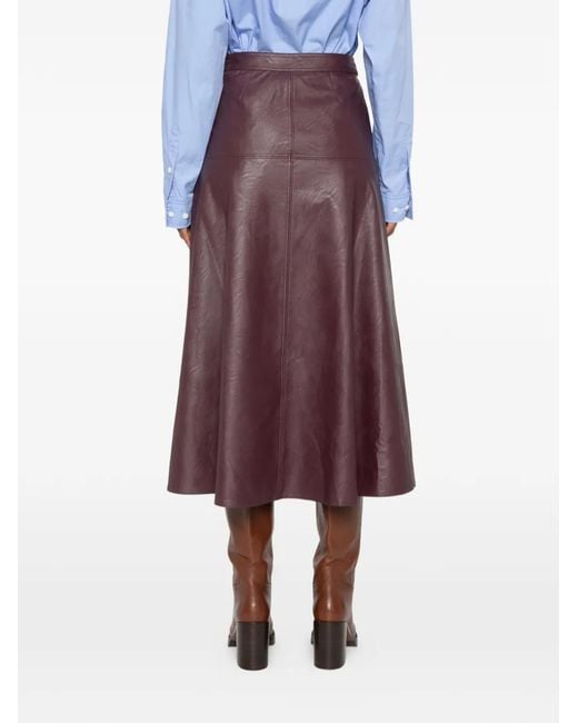 Forte_forte Purple Panelled A-Line Midi Skirt