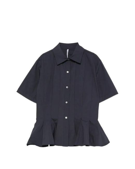 Liviana Conti Blue Peplum-Hem Short-Sleeve Shirt